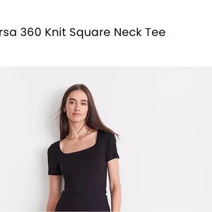 LOFT Versa 360 Knit Black Square Neck Top
